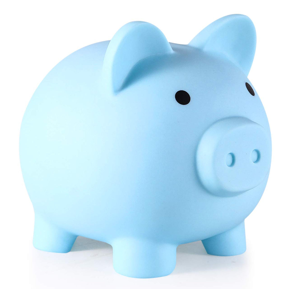 PJDRLLC blue piggy bank front view showing durable design for kids