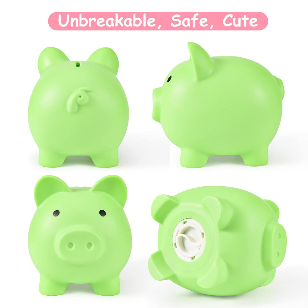 Bottom knob on the PJDRLLC piggy bank enables safe money retrieval.