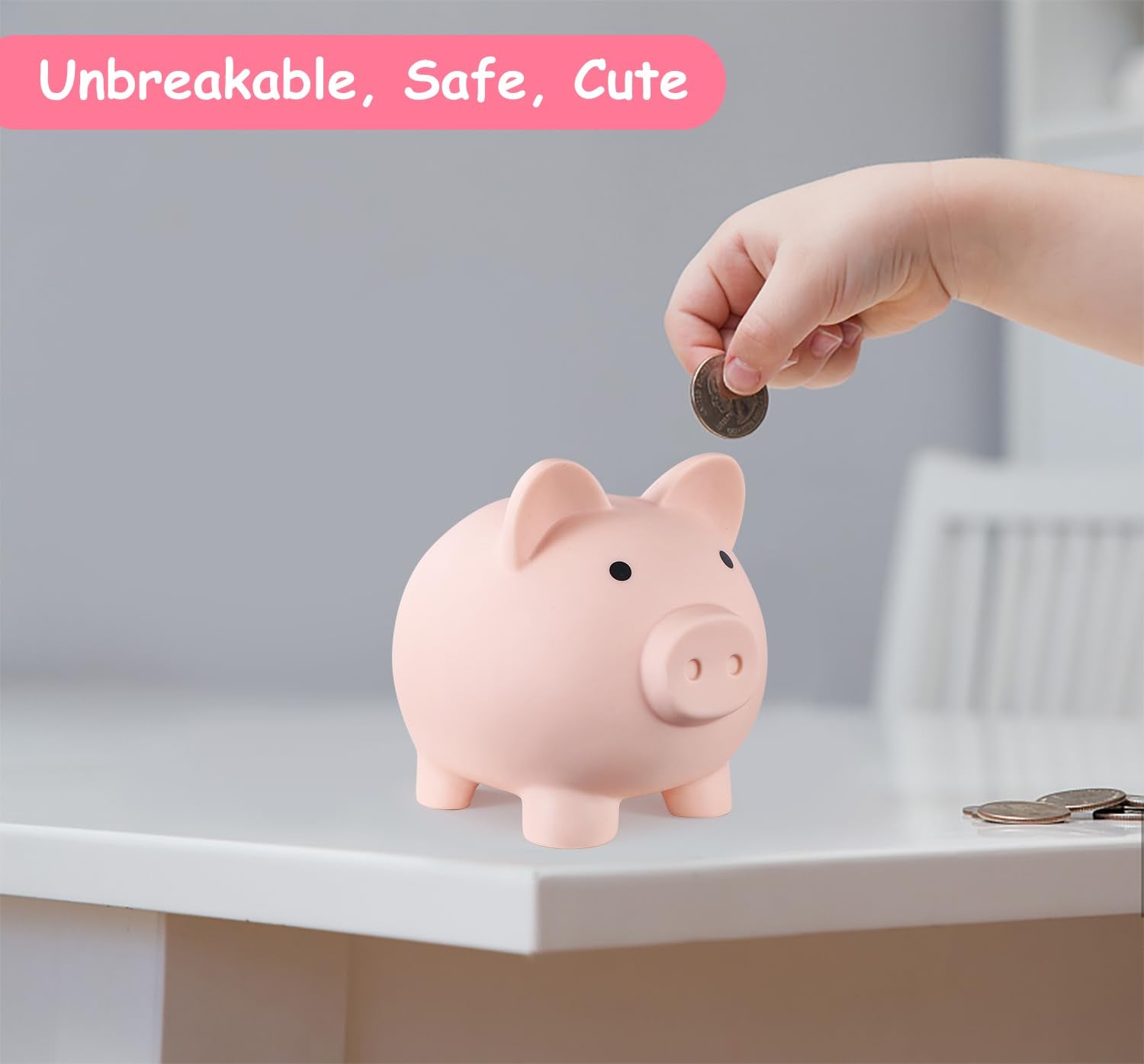 PJDRLLC piggy bank with bottom coin slot for easy access