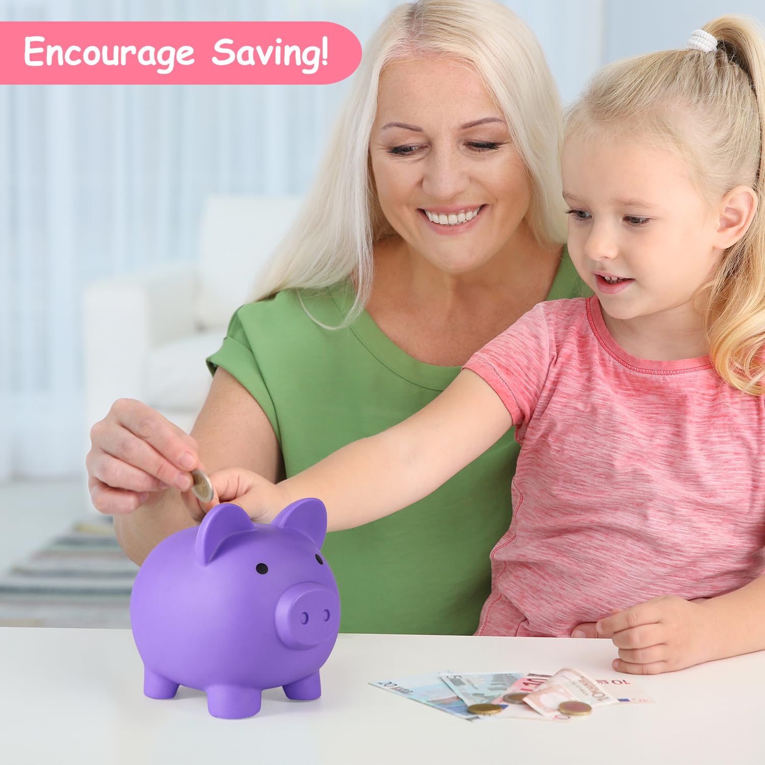 PJDRLLC Piggy Bank with a kid-friendly design that invites saving.