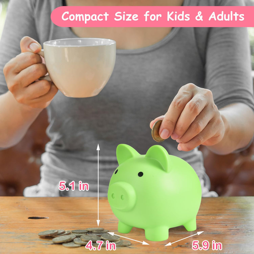 Light green PJDRLLC piggy bank with durable design for daily use.