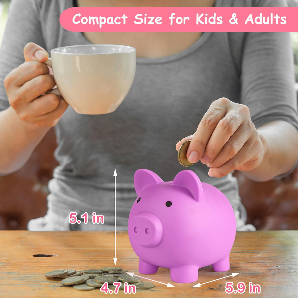 PJDRLLC piggy bank light purple bottom knob for easy money retrieval.