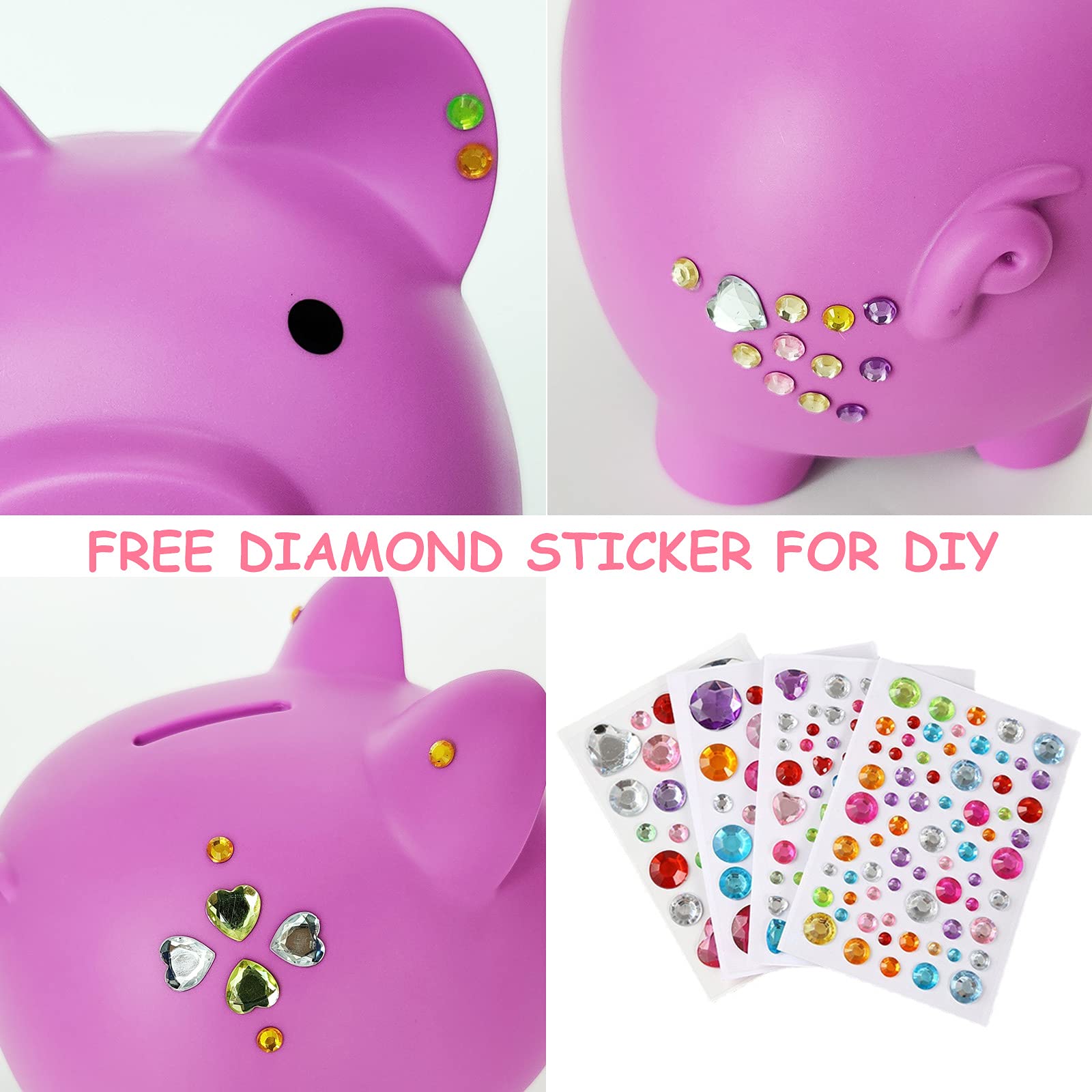 PJDRLLC piggy bank light purple ample coin storage for small savers.