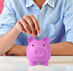 PJDRLLC piggy bank light purple gift-ready design for birthdays and holidays.