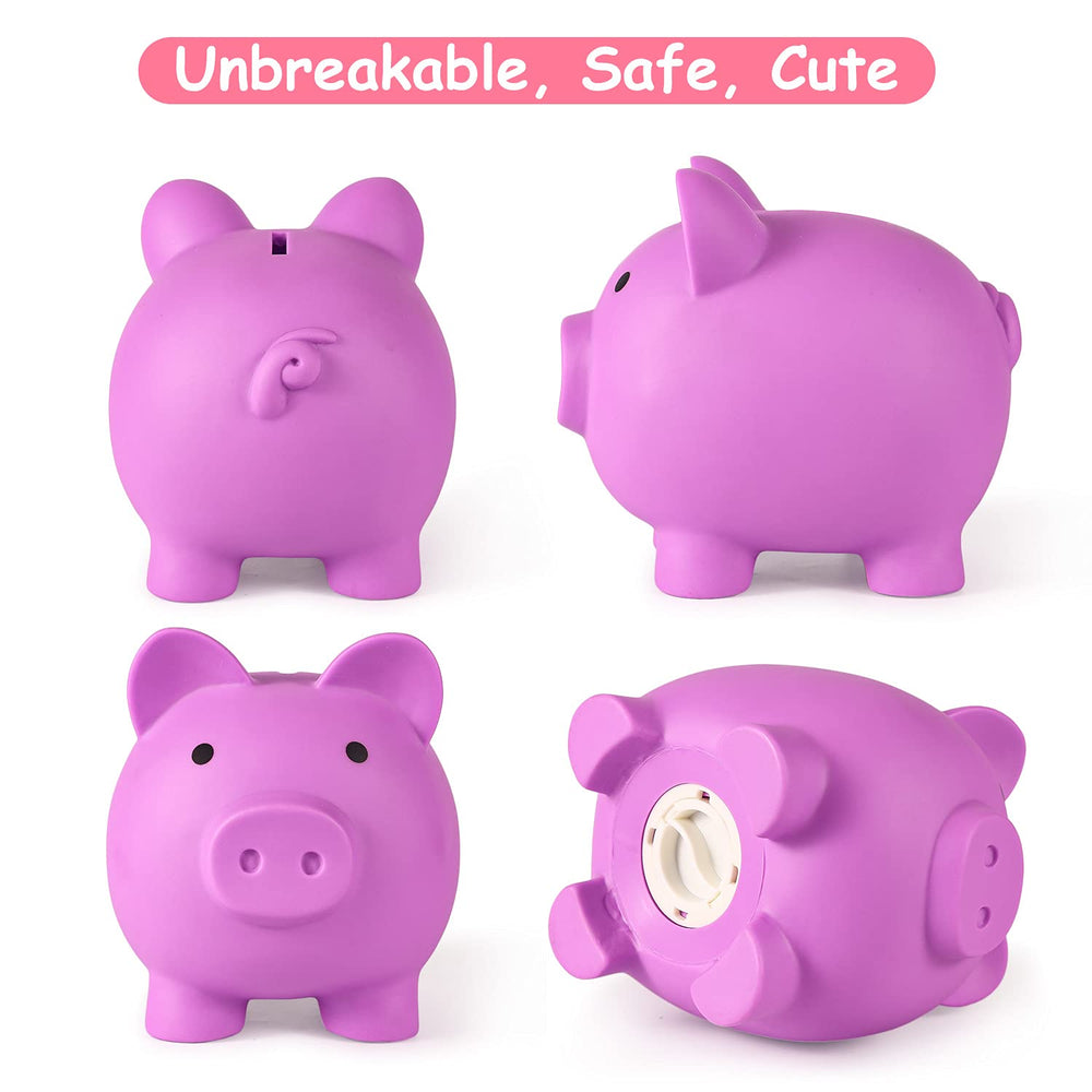 PJDRLLC piggy bank light purple durable thick plastic for sturdy savings.