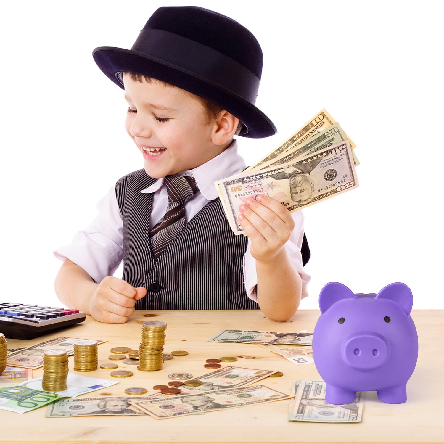 PJDRLLC Piggy Bank medium size fits small hands and coins.