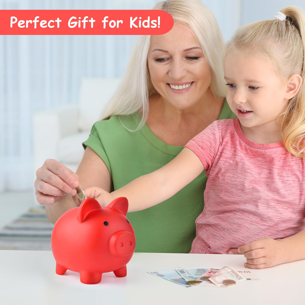 PJDRLLC Piggy Bank red bottom knob, easy coin access and retrieval.