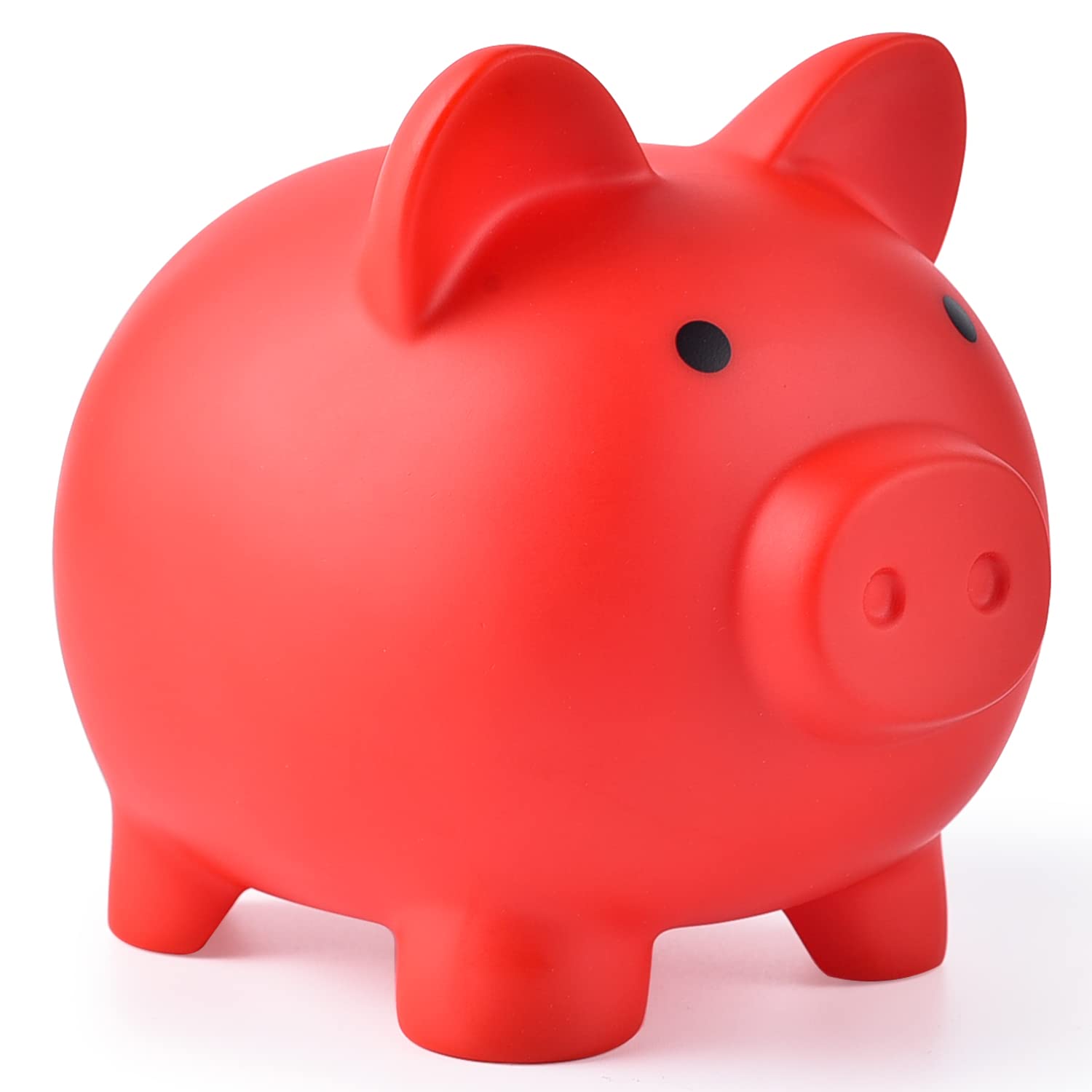PJDRLLC Piggy Bank red front view, durable design for long-lasting savings.