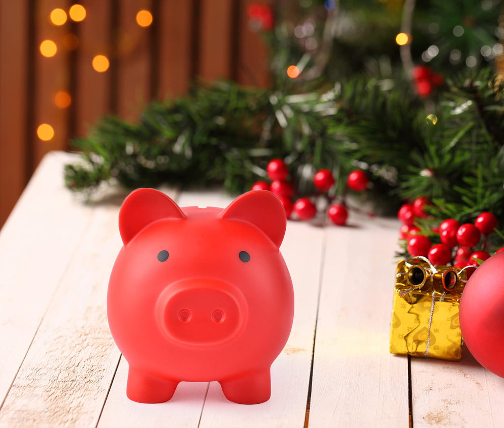 PJDRLLC Piggy Bank red gift idea for birthdays and holidays.