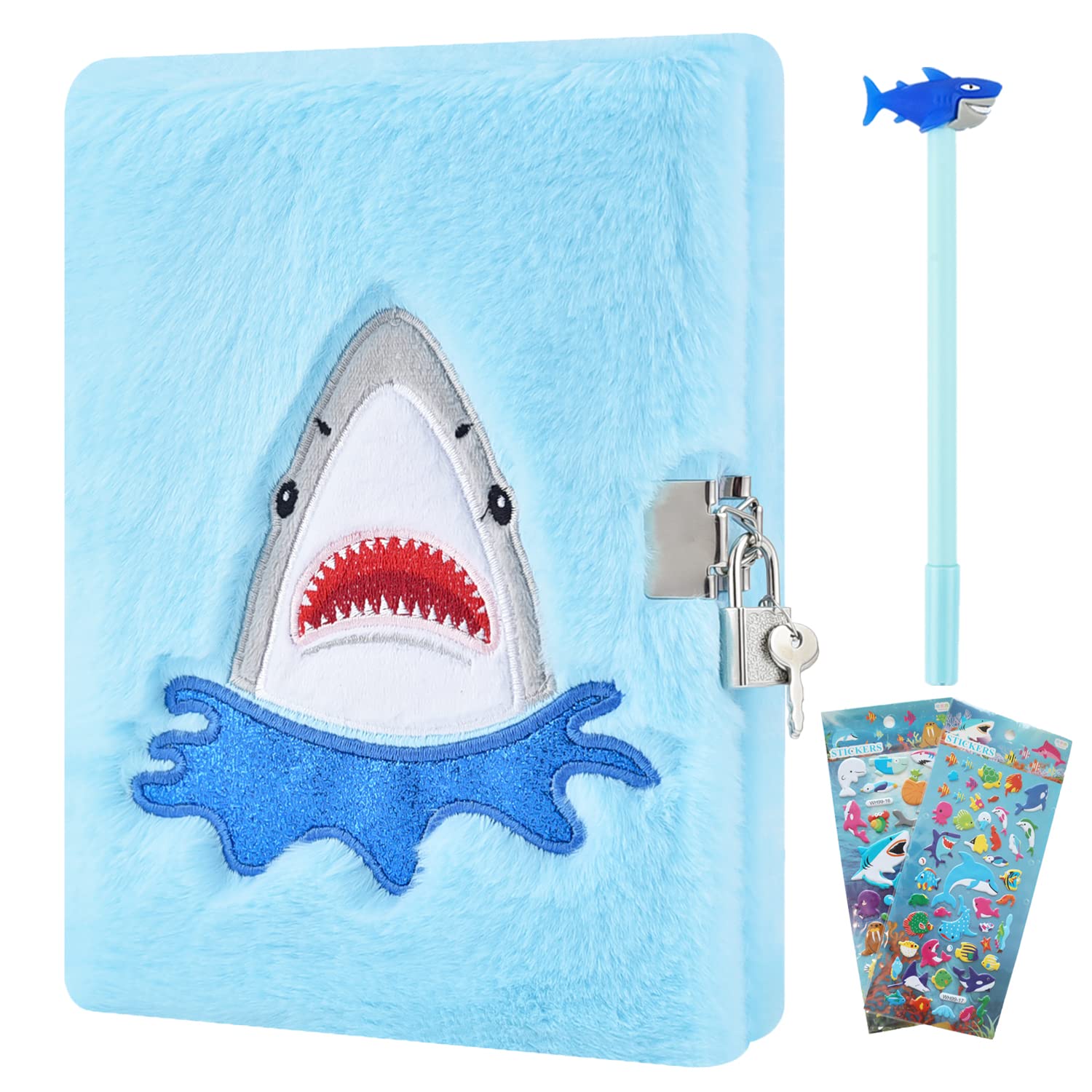 PJDRLLC Shark Diary with lock securing a kid's private notes and memories.