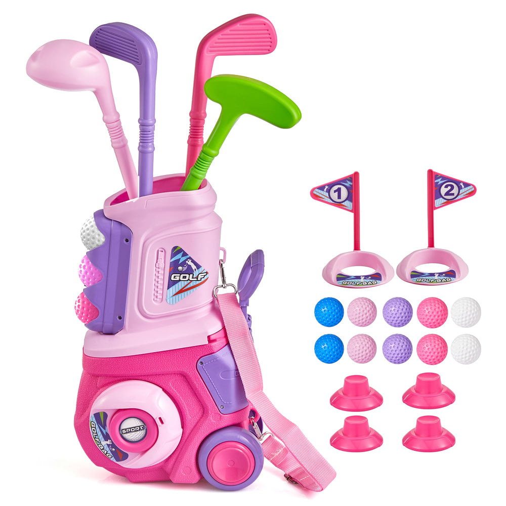 PJG Toddler Golf Set cart pink for easy outdoor transport