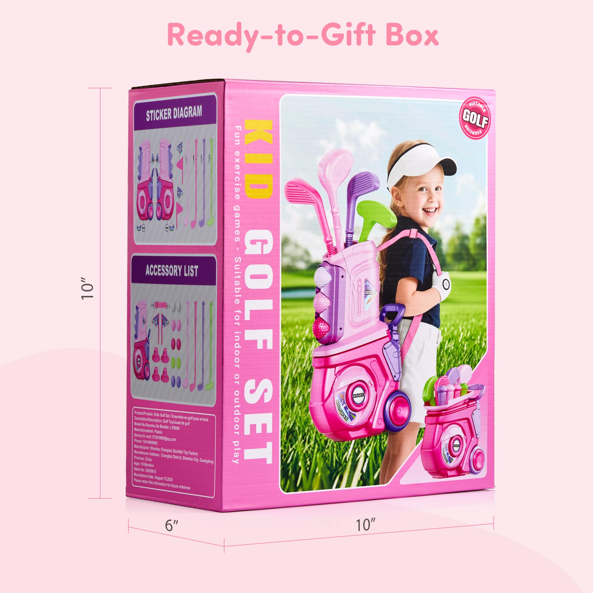 PJG Toddler Golf Set pink design sparks playful outdoor learning