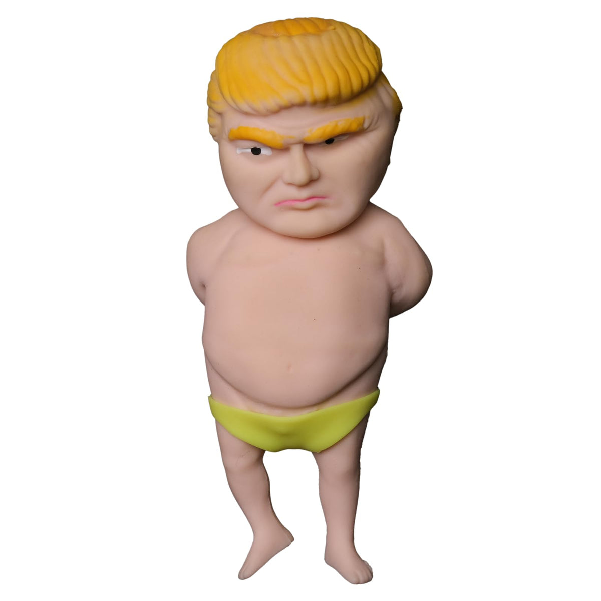 PJMarts Splat Doll swimsuit squishy closeup showing tactile relief and playful novelty for desks.