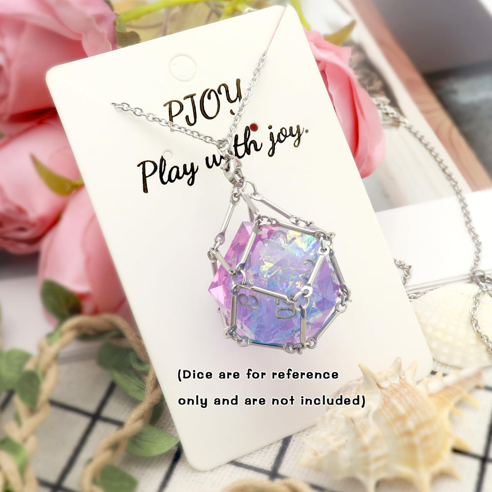 PJOY DND necklace can also hold crystals for alternative display