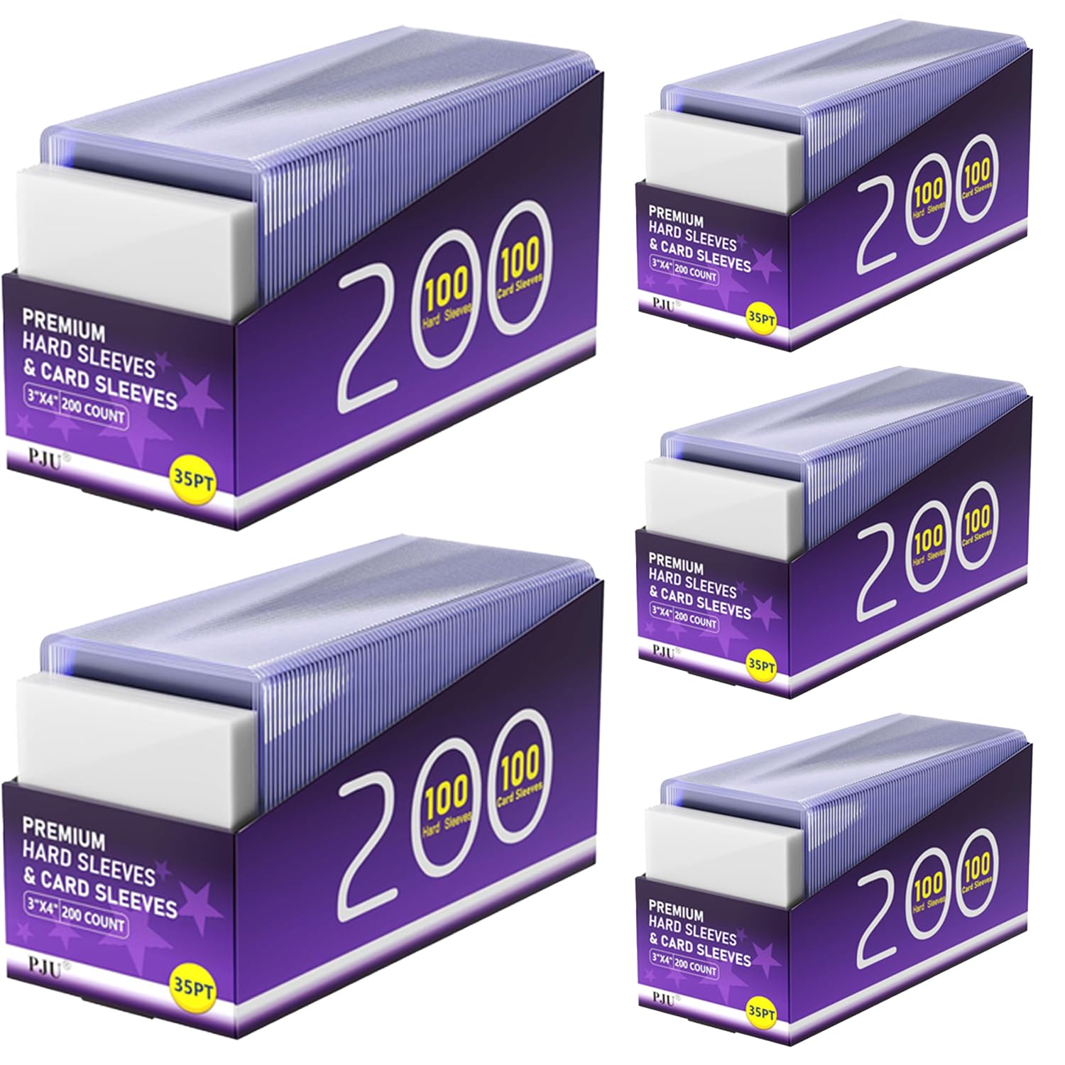 PJU 1000-card sleeves pack shows hard and soft sleeves for total protection.