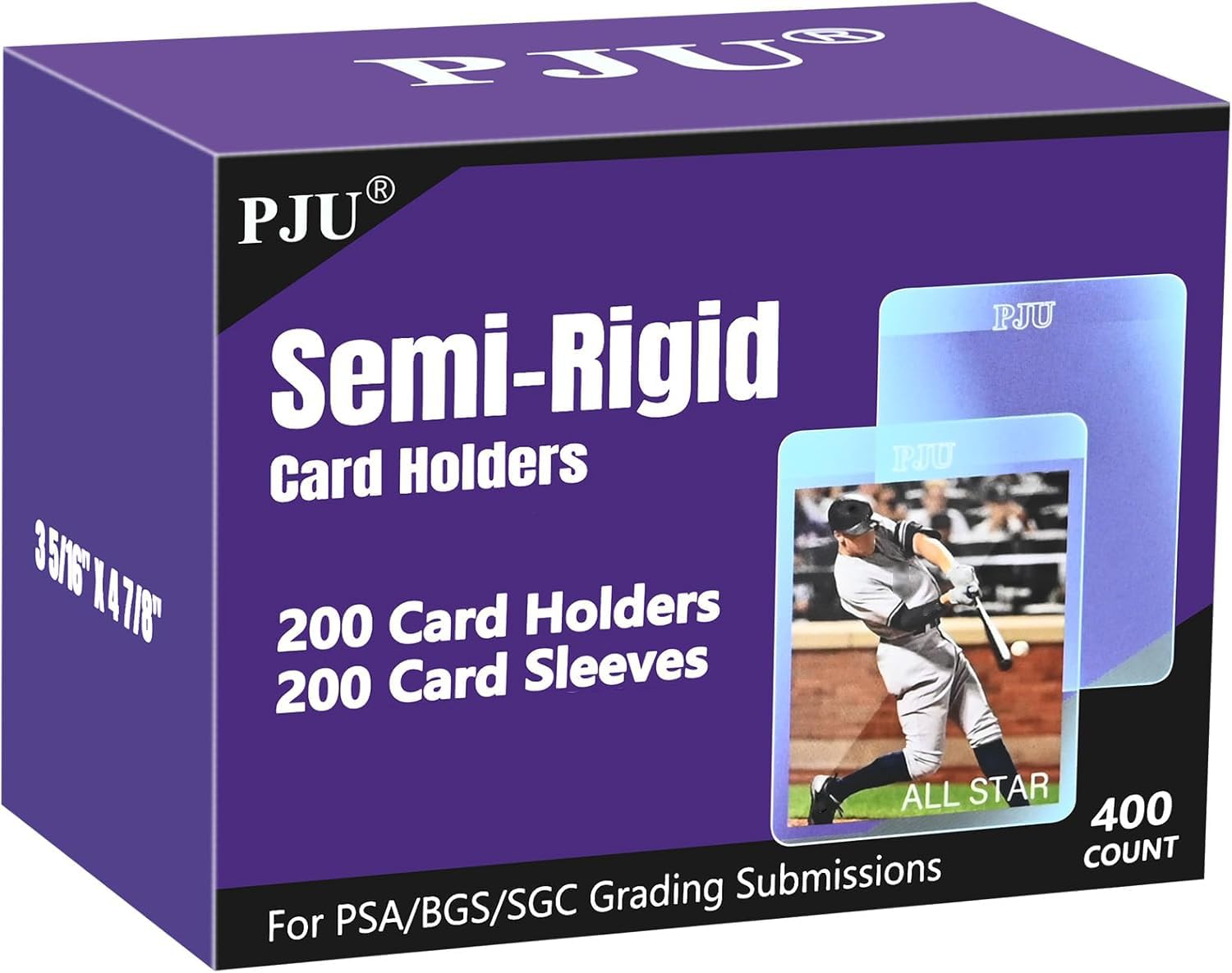 PJU 200ct semi-rigid card holders protect graded cards during shipping.