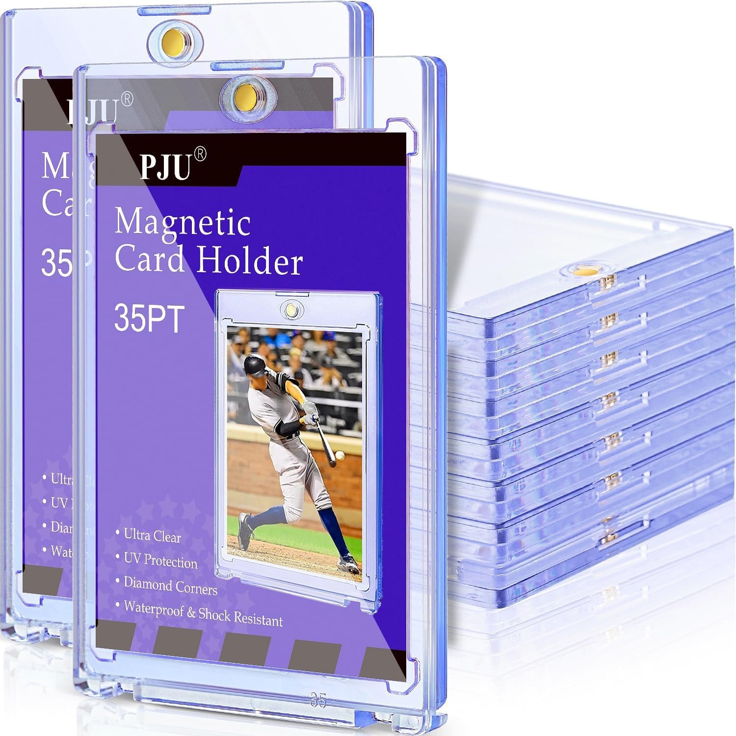 PJU 30ct Magnetic Card Holder closeup highlights clear acrylic and UV protection