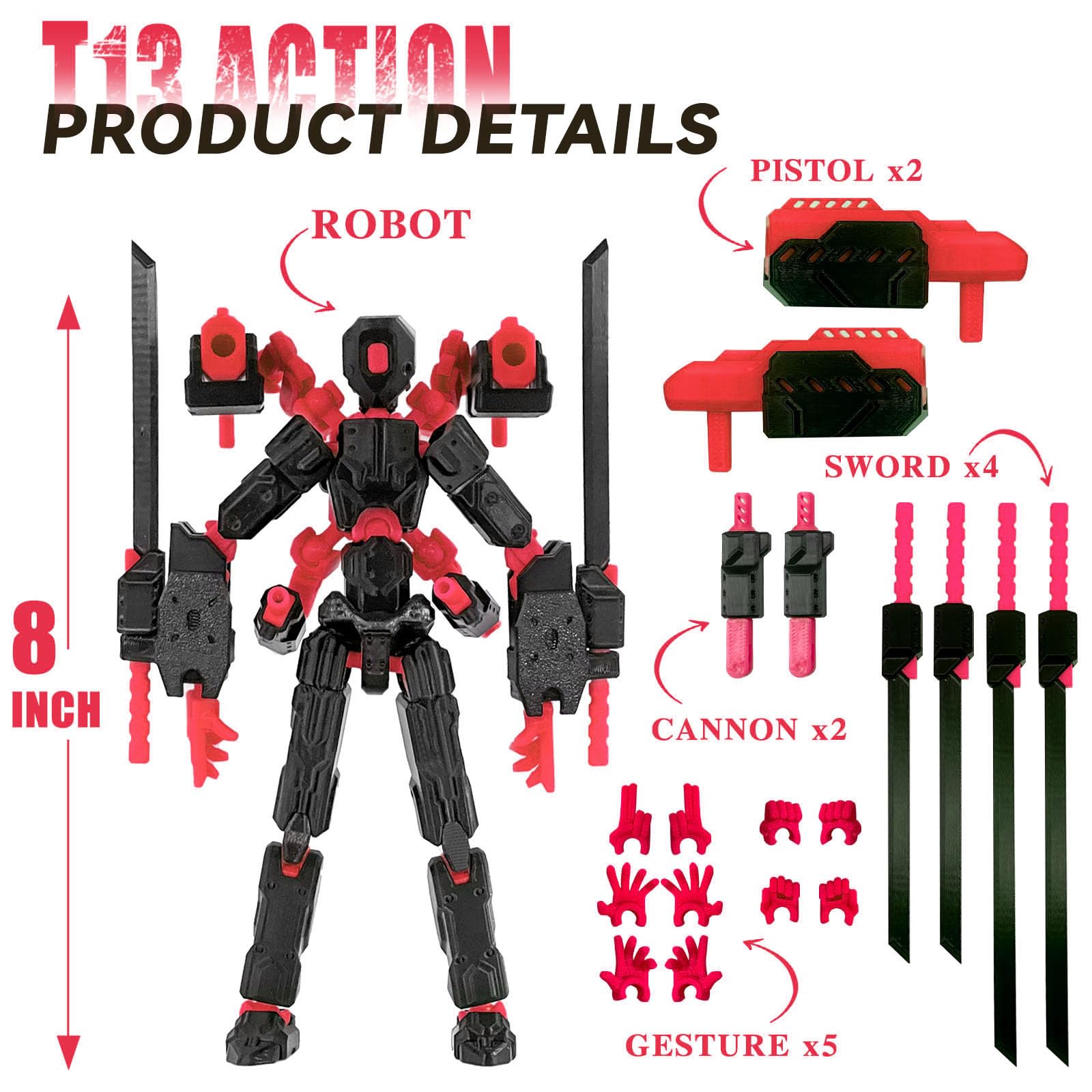 PkghoKids T13 includes multiple weapons for customization.