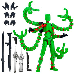 PkghoKids T13 figure in green, fully articulated for dynamic poses.