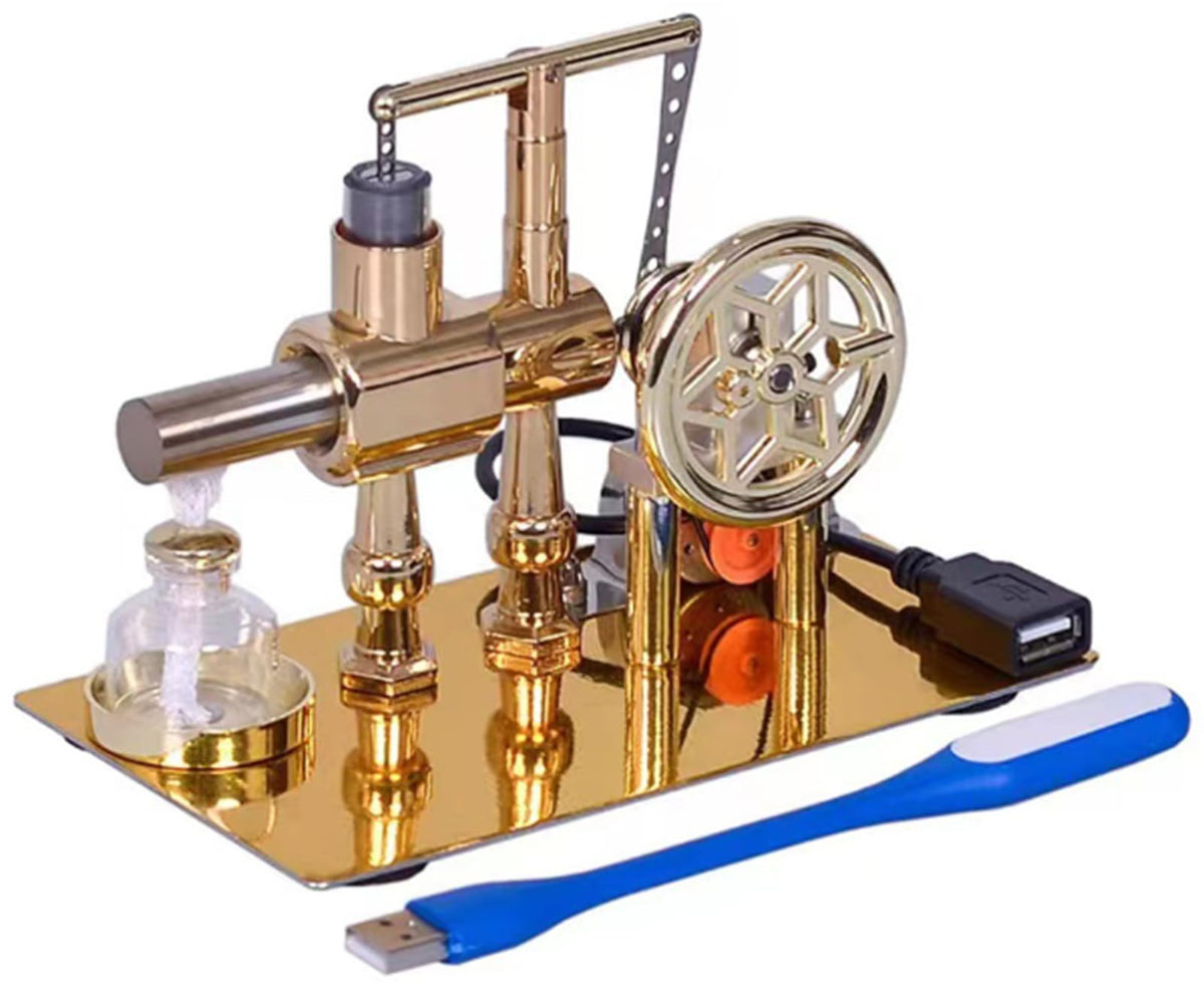 Pktiugf hot air Stirling engine model on a gold base for engaging demonstrations