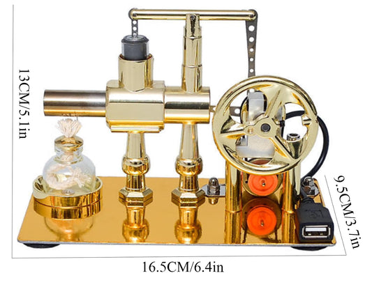 Pktiugf Stirling engine kit components in brass and glass for precise craftsmanship