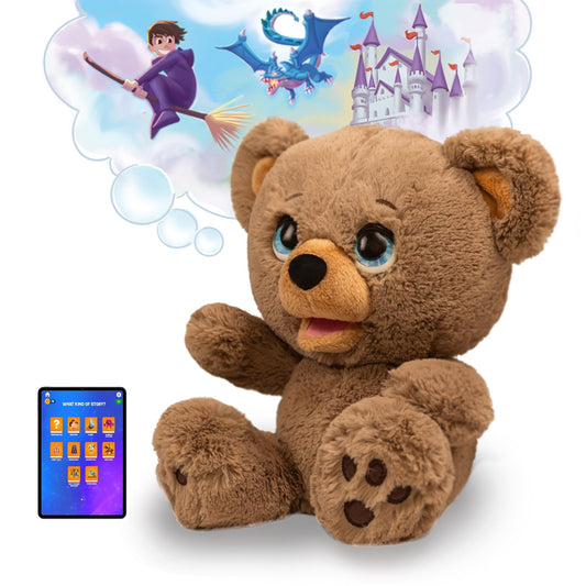 Poe The AI Story Bear unboxing sparks imaginative play