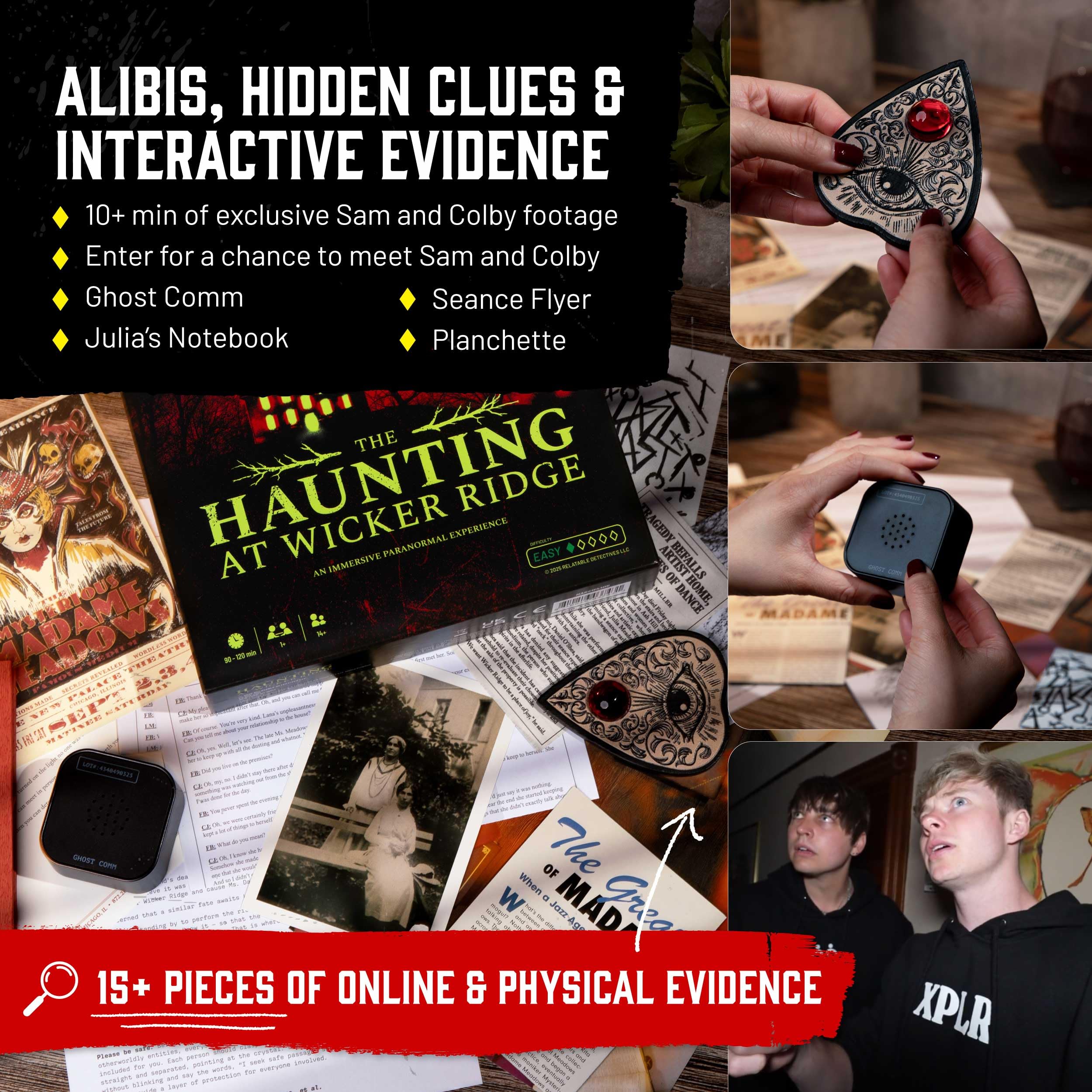 Hunt A Killer planchette and forgotten journal encourage careful observation and deduction.