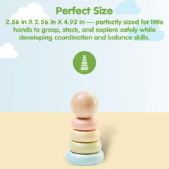 PlanToys First Stacking Ring showing rings ready to stack, encouraging sequencing and color recognition.