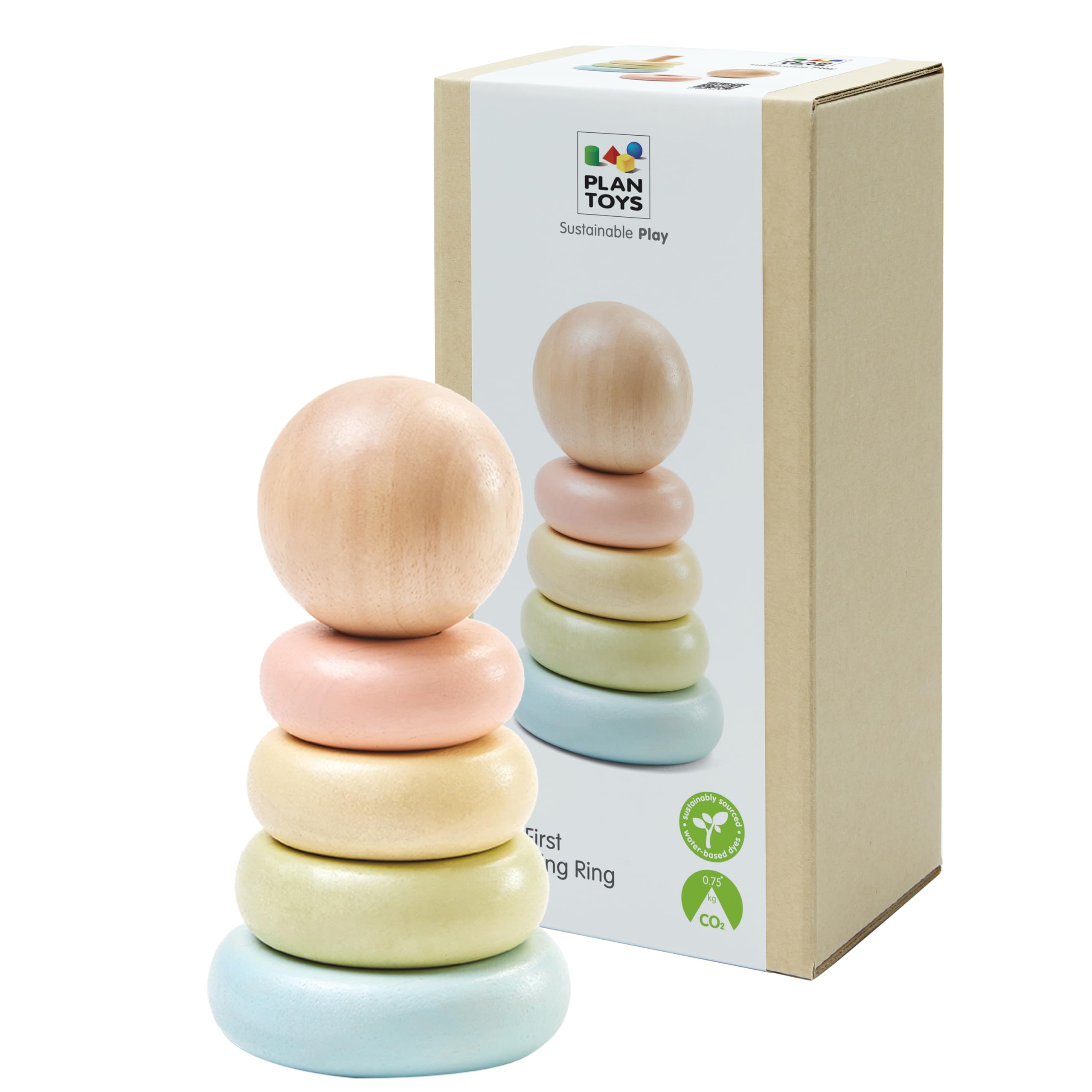 PlanToys First Stacking Ring: wooden rings for stacking practice that boosts fine motor skills.