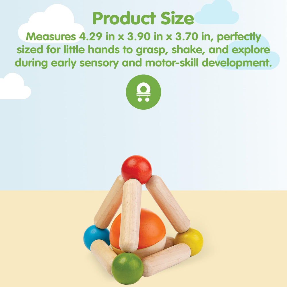 PlanToys gentle-sound ball invites curiosity with a soft, soothing rattle.