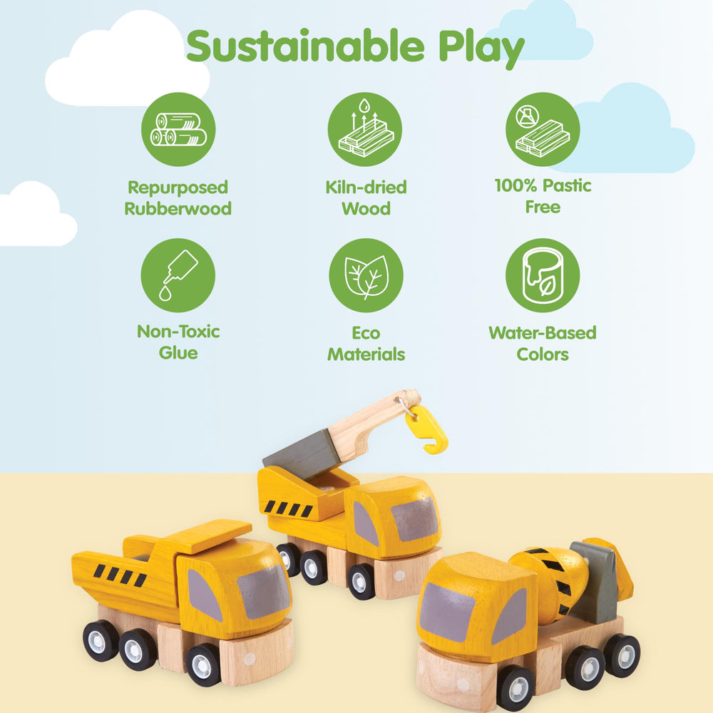 PlanToys crane image shows sequencing and planning during lift and tow tasks.