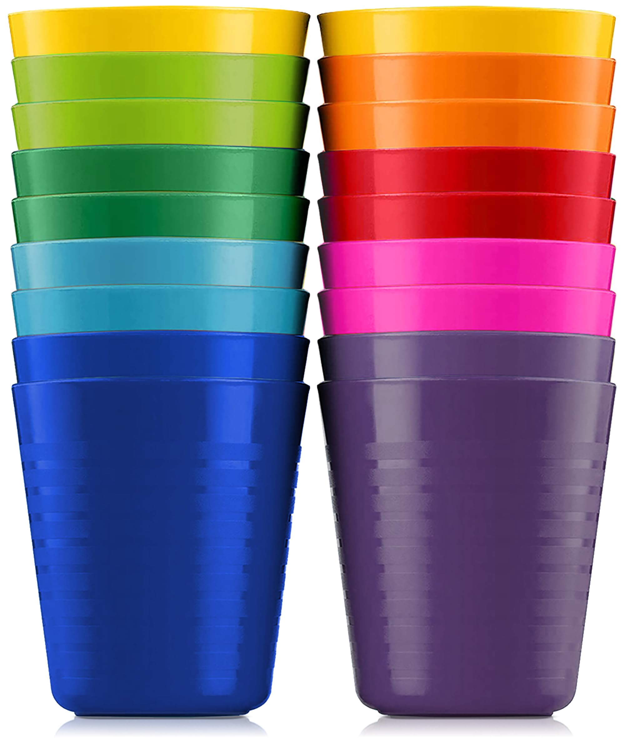PLASKIDY Kids Cups 18-pack in assorted colors for family meals and snacks.