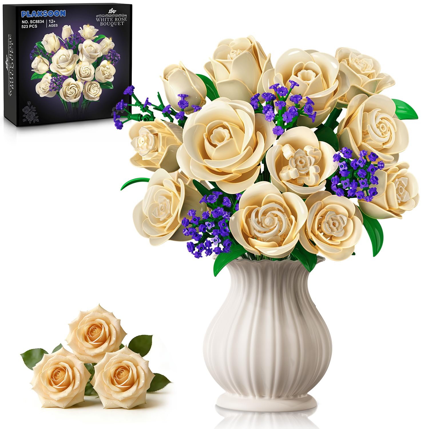 PLAXSOON bouquet-building-set with lights showcases elegant blooms for lasting decor