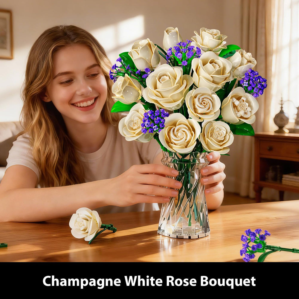 PLAXSOON champagne cream rose 12 highlights a gentle, timeless bouquet for home decor