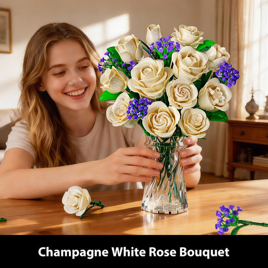 PLAXSOON champagne cream rose 12 highlights a gentle, timeless bouquet for home decor