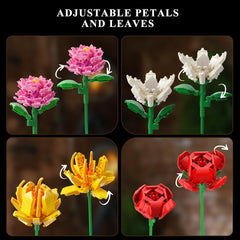 PLAXSOON Flower Bouquet Building Set tulips for customizable arrangements.