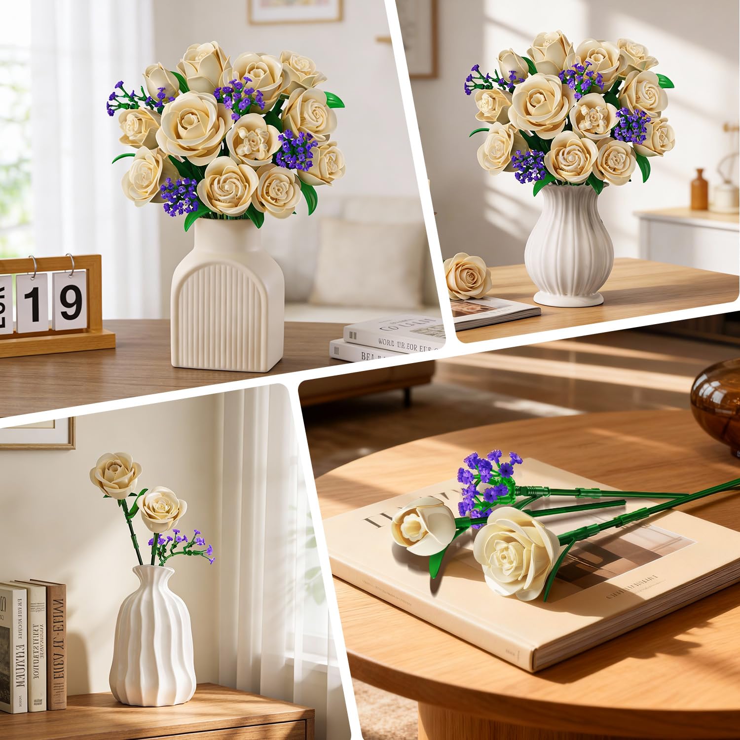 PLAXSOON purple gypsophila accents add soothing color to any shelf