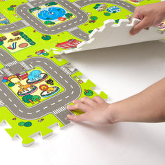 PLAY 10 City Road Track tile parking scene supports safe floor play