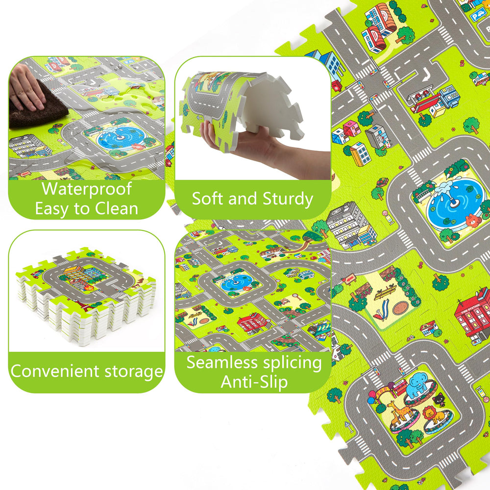 PLAY 10 City Road Track tile zoo scene invites imaginative exploration