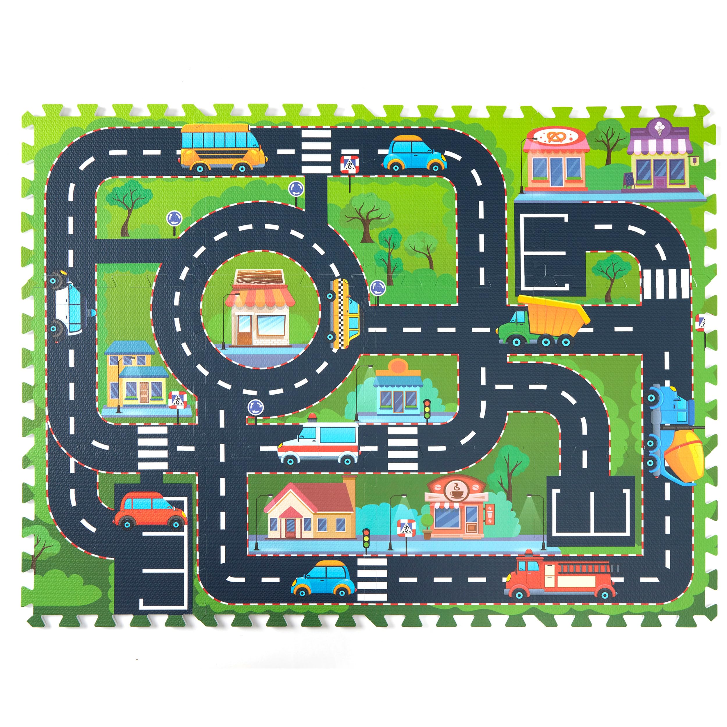 PLAY 10 foam play mat city roads tiles for safe crawling and imaginative play