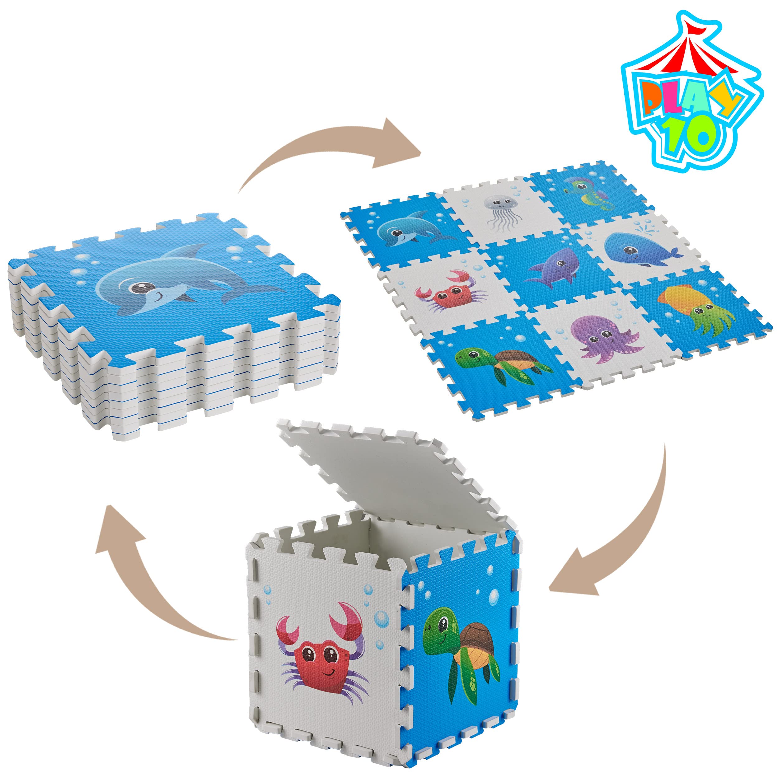 Play 10 versatile mat suitable for homes, daycares, and travel.