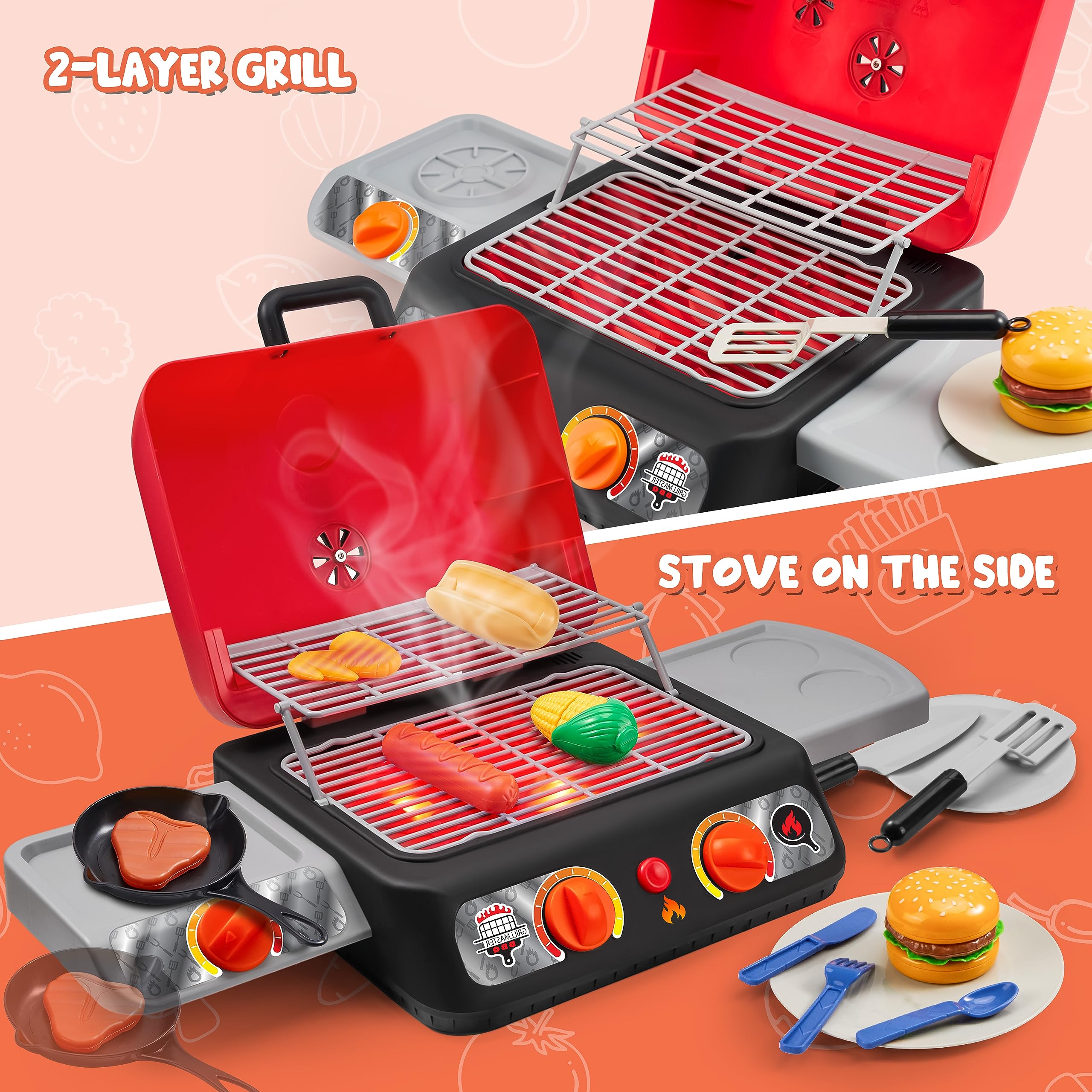 Play-Act grill versatile setup suits indoor and outdoor play