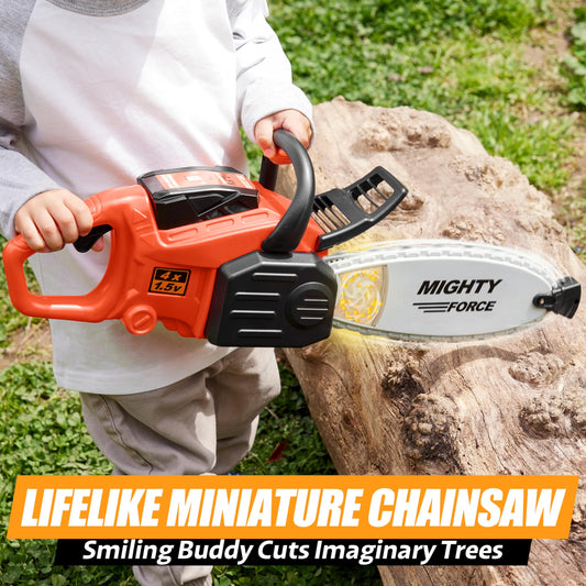 Play-Act Mighty Force chainsaw toy lights up the blade for engaging pretend play at night