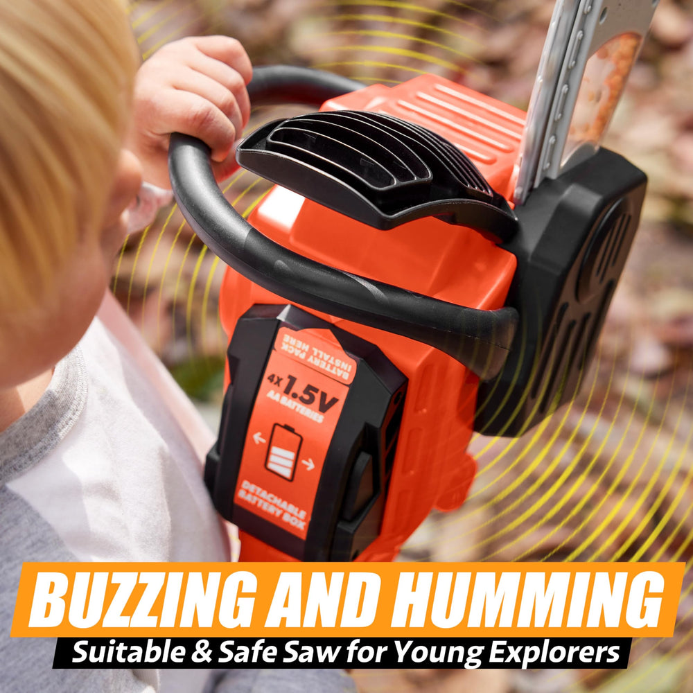 Play-Act Mighty Force chainsaw toy safety guard adds pretend protection during play
