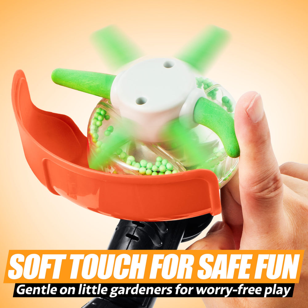 Play-Act weed trimmer with rounded edges and durable build for safe play