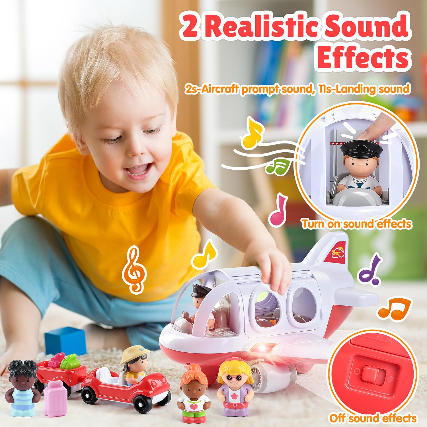 PLAY Airplane Toy luggage compartment for pretend packing and stories