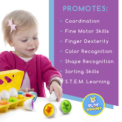 Play Brainy easy-to-puzzle eggs inspire problem solving.