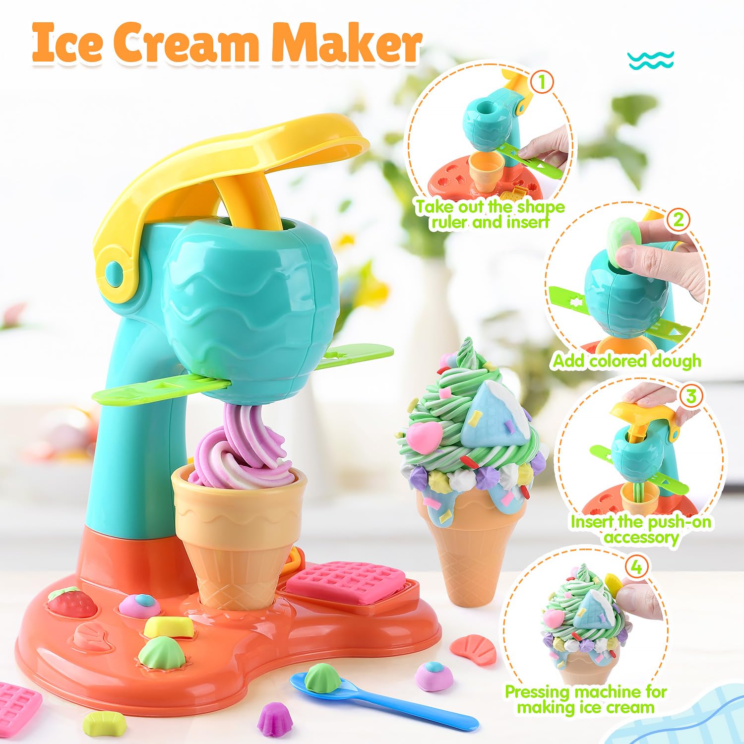 PLAY clay dough ice cream cone mold for bright scoops and sunny playtime.