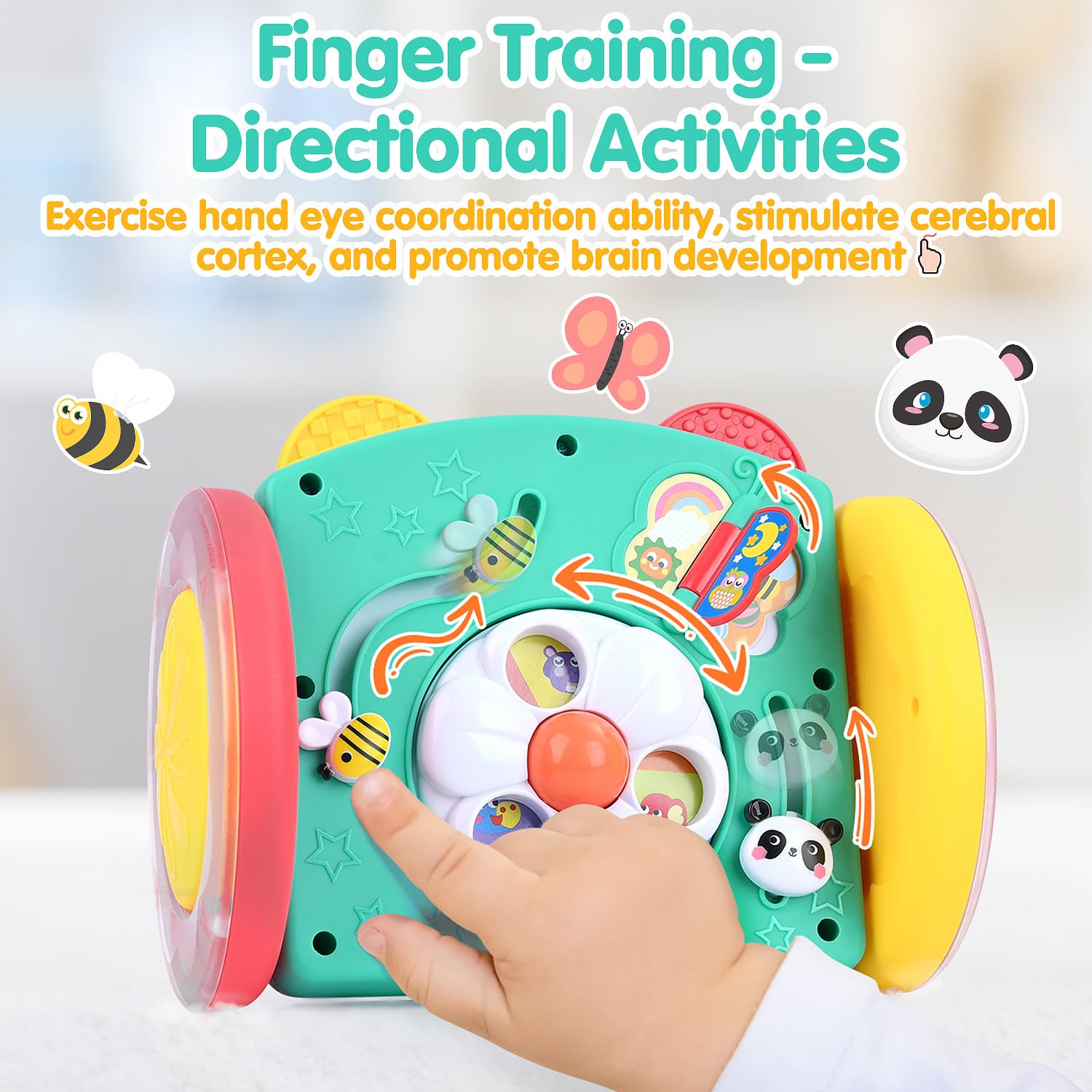 PLAY day-night butterfly and bee patterns teach visual contrast and recognition.