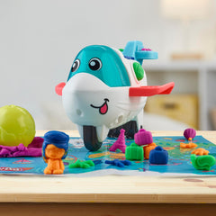 Play-Doh Airplane Explorer Set luggage roller adds fun travel shapes.